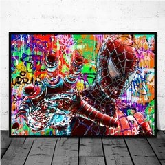 Abstracto graffiti homem-aranha colorido quadros em tela na parede arte marvel decorativo poster imagens para sala de estar - comprar online