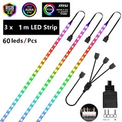 Ws2812b rgb led strip 5v 3 pinos endereçáveis led cabeçalhos pc para asus aura sync/msi mystic luz sincronização/gigabyte rgb fusão 2.0 - comprar online