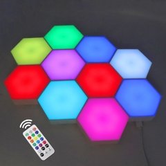 Lâmpada led hexagonal rgb, luminária led de parede com sensor tátil, rgbw, com favo de mel, luz noturna colorida, lâmpada modular usb na internet