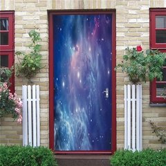 Papel de parede com estampa de estrelas do céu, universo 3d, adesivo de porta, mural de pvc, decoração de quarto infantil, pôster de decoração para casa - loja online