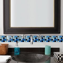 10 pçs/set Liso Azul Filme Duro de Cristal Mosaico Azulejos Etiqueta Living Room Decor Wall Stickers Peel & Vara Removível PVC Papel De Parede - comprar online