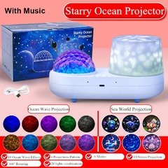 Oceano quarto luz de projeção 360 ° girando fantasia colorida led luz dupla camada 3d estrelado céu projetor golfinho noite luz