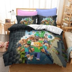 Minecraft Likurb meu jogo mundo diamante steve duvet caso fronha cama conjunto gêmeo rainha rei tamanho para crianças meninos meninas quarto - comprar online