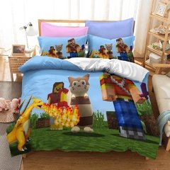 Minecraft Likurb meu jogo mundo diamante steve duvet caso fronha cama conjunto gêmeo rainha rei tamanho para crianças meninos meninas quarto - Dr. Brauch