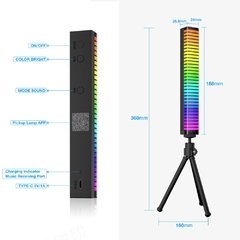 Barra de luz led com controle de voz, luz rgb colorida de ritmo musical, controle de voz automotivo - Dr. Brauch