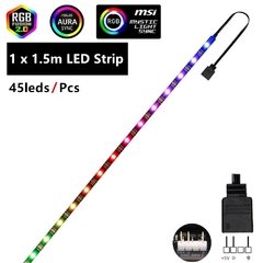 Imagem do Ws2812b rgb led strip 5v 3 pinos endereçáveis led cabeçalhos pc para asus aura sync/msi mystic luz sincronização/gigabyte rgb fusão 2.0