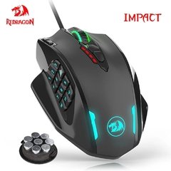 Redragon m908 impacto usb com fio rgb gaming mouse 12400 dpi 17 botões programável jogo óptico ratos backlight computador portátil