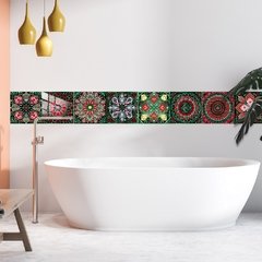 4 tamanhos de cor escura mandala estilo cristal duro filme telhas adesivo quarto decoração da sua casa decalques de parede peel & vara removível pvc papel de parede - comprar online