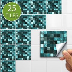 25 pçs/set Verde Da Telha de Mosaico Mural da etiqueta Auto Adesiva À Prova D' Água Para O Banheiro Restaurante Decoração Da Parede Do Decalque Papel De Parede Telhas - loja online