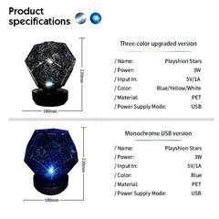 Luminária led com estrelas para decoração, luz noturna para quarto das crianças, decoração rotativa, berçário estrelado, céu, mesa planetária - Dr. Brauch