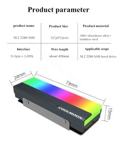 Coolmoon-unidade de estado sólido m.2 com rgb, dissipador de calor, m2, ssd, radiador, 5v, 3 pinos, argb, sincronização