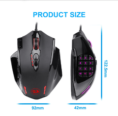 Redragon m908 impacto usb com fio rgb gaming mouse 12400 dpi 17 botões programável jogo óptico ratos backlight computador portátil