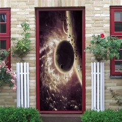 Papel de parede com estampa de estrelas do céu, universo 3d, adesivo de porta, mural de pvc, decoração de quarto infantil, pôster de decoração para casa