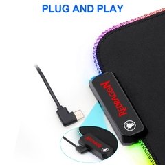 Mousepad redragon pluto p026 para jogos, 9 modos de iluminação, base de borracha 330*260*3mm para jogos, com borda de bloqueio - loja online