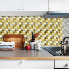 Adesivos de parede de mosaico de mármore, adesivos de parede plano 2d, capas impressas para cozinha, banheiro, descascar e vara, à prova d'água, mural de arte com 10 peças