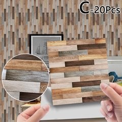 20pc pvc à prova dwaterproof água telha de grão de madeira adesivo cozinha banheiro auto adesivo parede sala estar quarto papel de parede decoração da sua casa