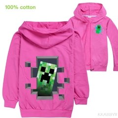 Minecraft primavera e outono crianças casaco meninos e meninas dos desenhos animados com capuz zíper cardigan roupas - Dr. Brauch