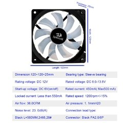 Capa para computador redragon drive, ventoinha de resfriamento rgb com 4 pinos de 7 cores e 6 pinos - comprar online