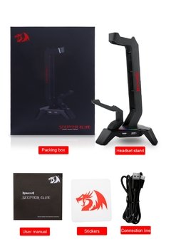 Fones de ouvido redragon dobrável elite ha311 rgb, 4 entradas usb 2.0, suporte para headphone de gamers, computador e pc