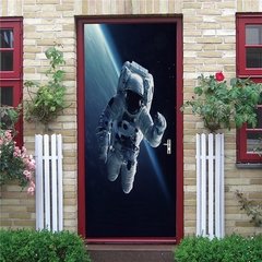 Papel de parede com estampa de estrelas do céu, universo 3d, adesivo de porta, mural de pvc, decoração de quarto infantil, pôster de decoração para casa - loja online