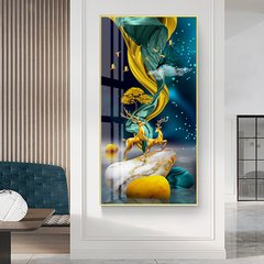 Azul verde dourado amarelo alce abstrato cartaz nórdico impressão em tela pintura da arte da parede imagem moderna sala de estar decoração