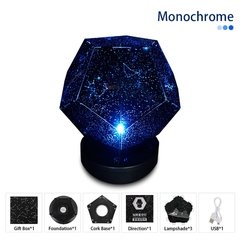 Luminária led com estrelas para decoração, luz noturna para quarto das crianças, decoração rotativa, berçário estrelado, céu, mesa planetária - Dr. Brauch