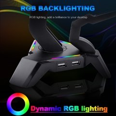 Fones de ouvido redragon dobrável elite ha311 rgb, 4 entradas usb 2.0, suporte para headphone de gamers, computador e pc na internet