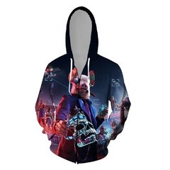 Watch Dogs 2021 nova chegada vapor ubisoft ent jogo assista cães dedsec impressão digital 3d zíper camisola do hoodie traje de manga longa unisex - comprar online