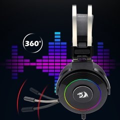 Redragon lamia h320 rgb backlighting gaming headphone, 7.1 usb surround som computador fones de ouvido com microfone suporte na internet