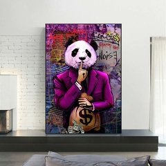 Graffiti arte pinturas a óleo dinheiro dólar panda arte da parede lona posters e cópias moderno imagem parede para sala de estar decoração casa - comprar online