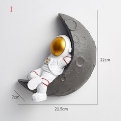 Imagem do Nordic decoração da parede astronauta resina prateleiras de parede decoração para casa 3d estatuetas astronauta para sala estar quarto parede pendurado decoração