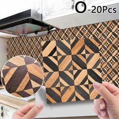 20pc pvc à prova dwaterproof água telha de grão de madeira adesivo cozinha banheiro auto adesivo parede sala estar quarto papel de parede decoração da sua casa na internet