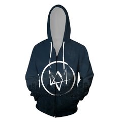 Watch Dogs 2021 nova chegada vapor ubisoft ent jogo assista cães dedsec impressão digital 3d zíper camisola do hoodie traje de manga longa unisex - comprar online