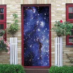 Imagem do Papel de parede com estampa de estrelas do céu, universo 3d, adesivo de porta, mural de pvc, decoração de quarto infantil, pôster de decoração para casa