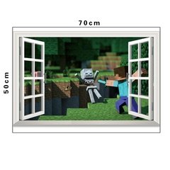 Minecraft Jogos de desenhos animados adesivos de parede jogo de mosaico cartazes decoracion hogar moderno adesivos de parede para quartos de crianças anime cartaz - comprar online