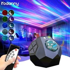 Rodanny led polígono céu projetor com bluetooth jogar música quarto decoração luar estrela projeção ondas presentes de natal