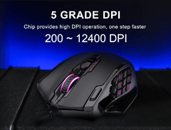 Redragon m908 impacto usb com fio rgb gaming mouse 12400 dpi 17 botões programável jogo óptico ratos backlight computador portátil - comprar online