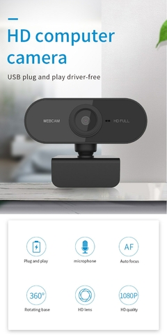 Webcam Full HD com Microfone, 4K, 1080P, Mini Câmera, 2K, 15-30FPS, USB, Web Ca na internet