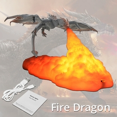 Lâmpadas LED Fire Dragon para crianças, decoração do quarto 3D, dragão de g - Dr. Brauch