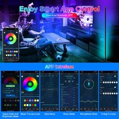 Rodanny conduziu a lâmpada de pé assoalho ajustável com música controle remoto wifi bluetooth adequado para sala computador na internet