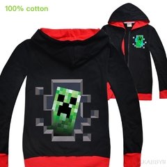 Minecraft primavera e outono crianças casaco meninos e meninas dos desenhos animados com capuz zíper cardigan roupas - loja online