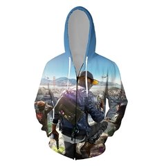 Watch Dogs 2021 nova chegada vapor ubisoft ent jogo assista cães dedsec impressão digital 3d zíper camisola do hoodie traje de manga longa unisex