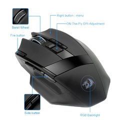 Redragon sniper pro m801p rgb usb 2.4g sem fio gaming mouse 16400dpi 10 botões ergonômico programável para gamer ratos computador portátil na internet