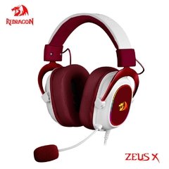 Redragon zeus x rgb gaming usb fone de ouvido com cancelamento de ruído, 7.1 surround compute fone de ouvido microfone para pc ps4 h510