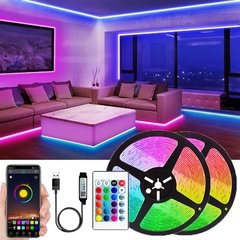 Led luz de tira usb bluetooth rgb 5050 5v rgb luzes tv tela desktop backlight rainbow iluminação fita controlador - comprar online