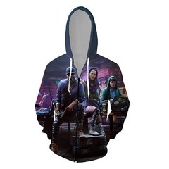 Watch Dogs 2021 nova chegada vapor ubisoft ent jogo assista cães dedsec impressão digital 3d zíper camisola do hoodie traje de manga longa unisex - Dr. Brauch