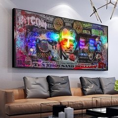 Inspirador parede de arte filme padrinho o lobo da parede rua bitcoin pintura em tela criatividade dinheiro arte poster decoração da sua casa