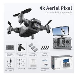 Mini rc drone ky905 com câmera 4k 1080p, hd, wi-fi, fpv, fotografia aérea, dobrável, quadricóptero, profissional, brinquedos de presente para meninos - comprar online