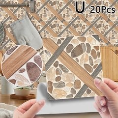 20pc pvc à prova dwaterproof água telha de grão de madeira adesivo cozinha banheiro auto adesivo parede sala estar quarto papel de parede decoração da sua casa - loja online