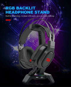 Fones de ouvido redragon dobrável elite ha311 rgb, 4 entradas usb 2.0, suporte para headphone de gamers, computador e pc na internet